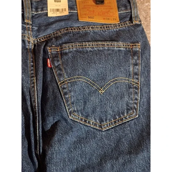 Levis 501 Original Mens Straight Leg Jeans Blue Denim 34x29 NWT Workwear Casual - Picture 10 of 15